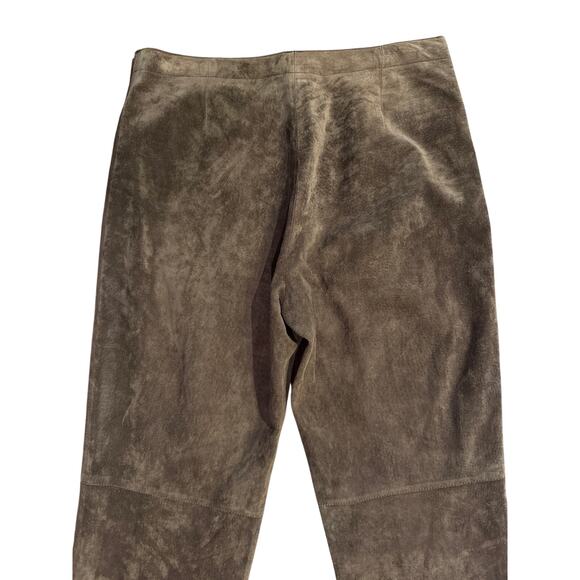 Vintage Kenneth Cole reaction suede leather retro brown high rise lined pants 10 - Picture 7 of 16